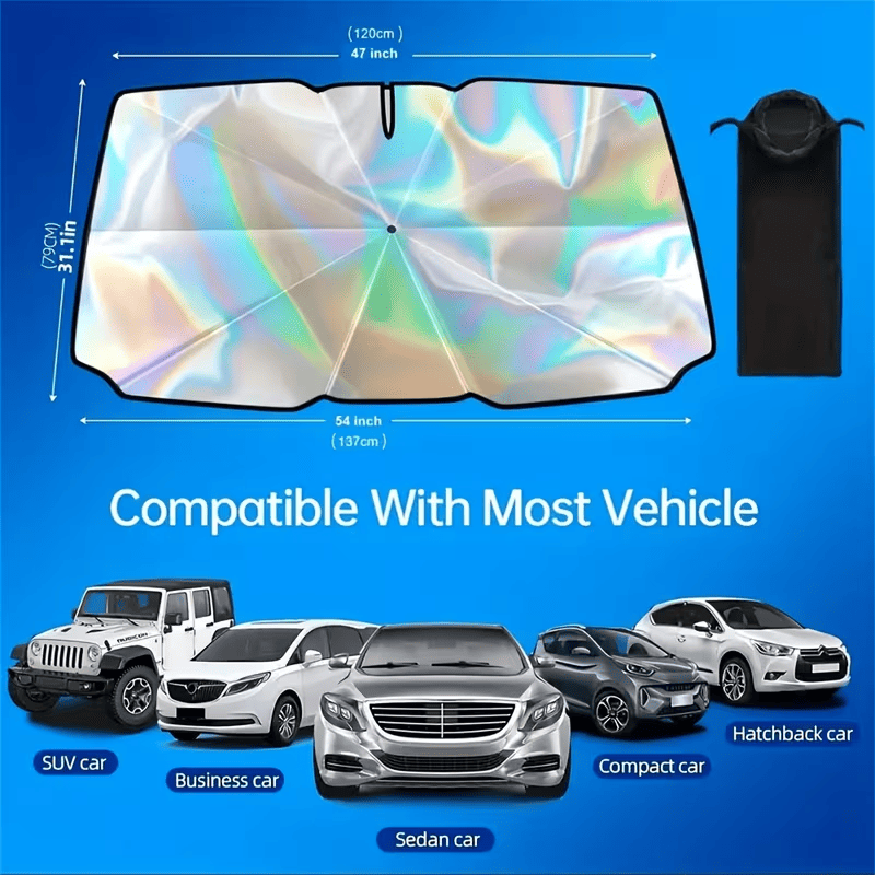 Iridescent Holographic Windshield Sunshade Umbrella