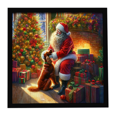 Irish Setter & Santa Claus Metal Print Wall Art
