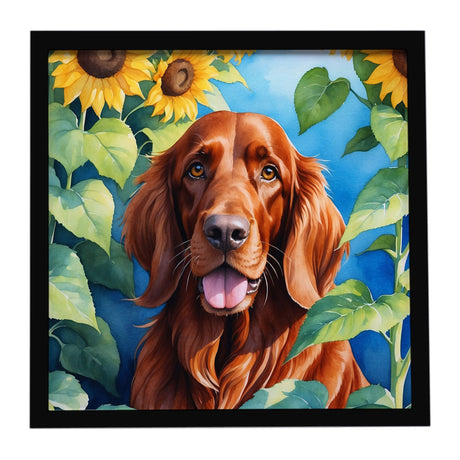 Irish Setter in Sunflowers Framed Wall Art – Ready to Hang