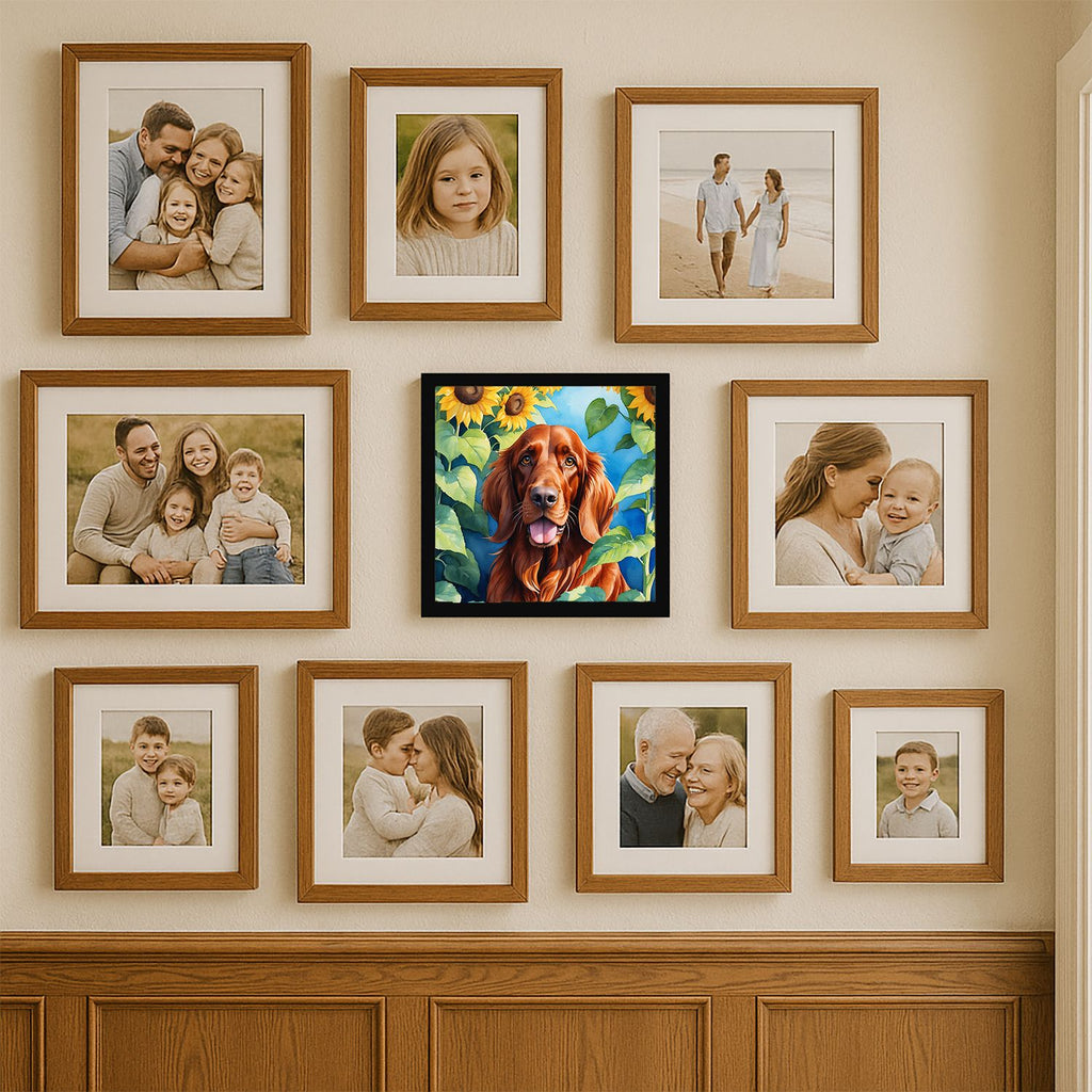 Irish Setter in Sunflowers Framed Wall Art – Ready to Hang