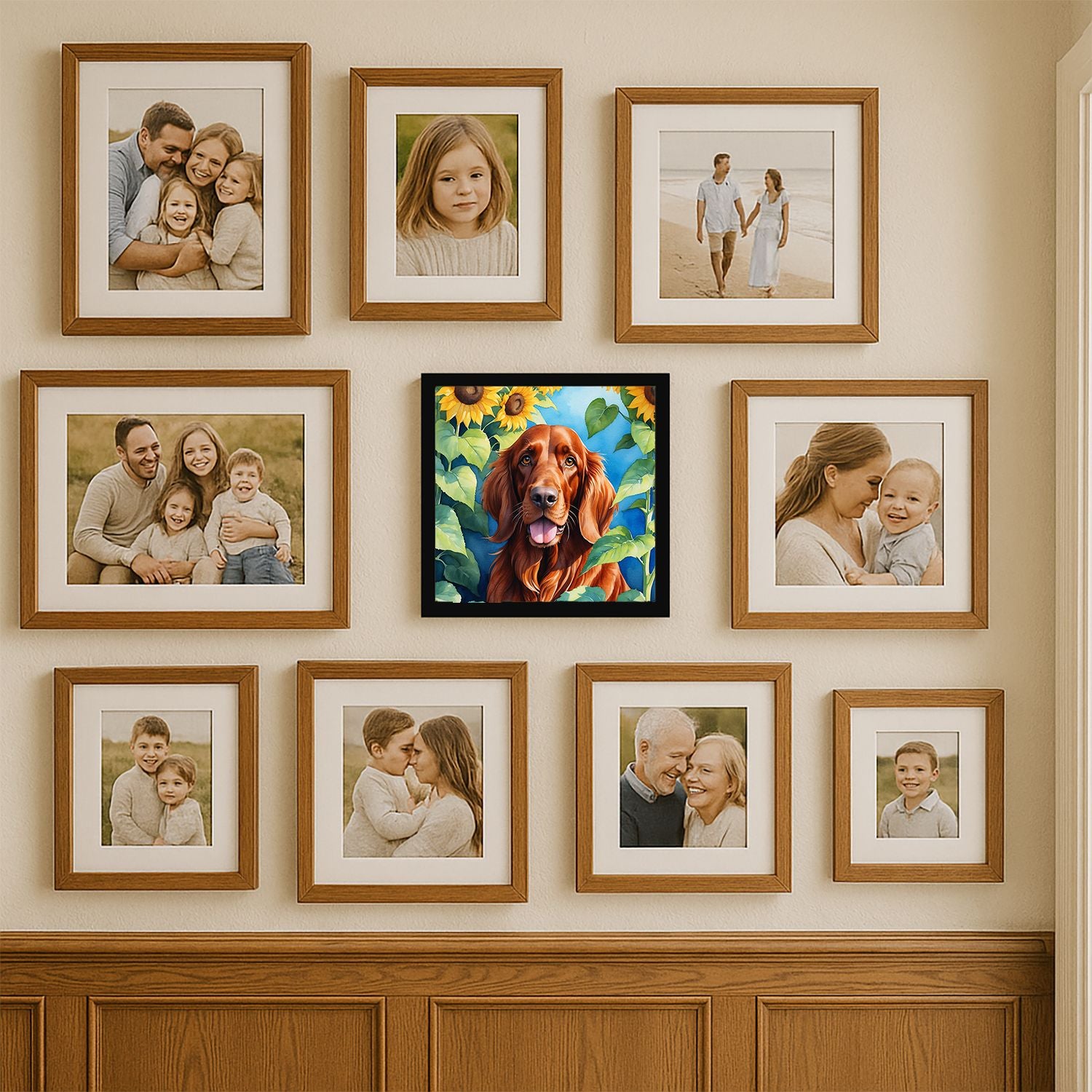 Irish Setter in Sunflowers Framed Wall Art – Ready to Hang