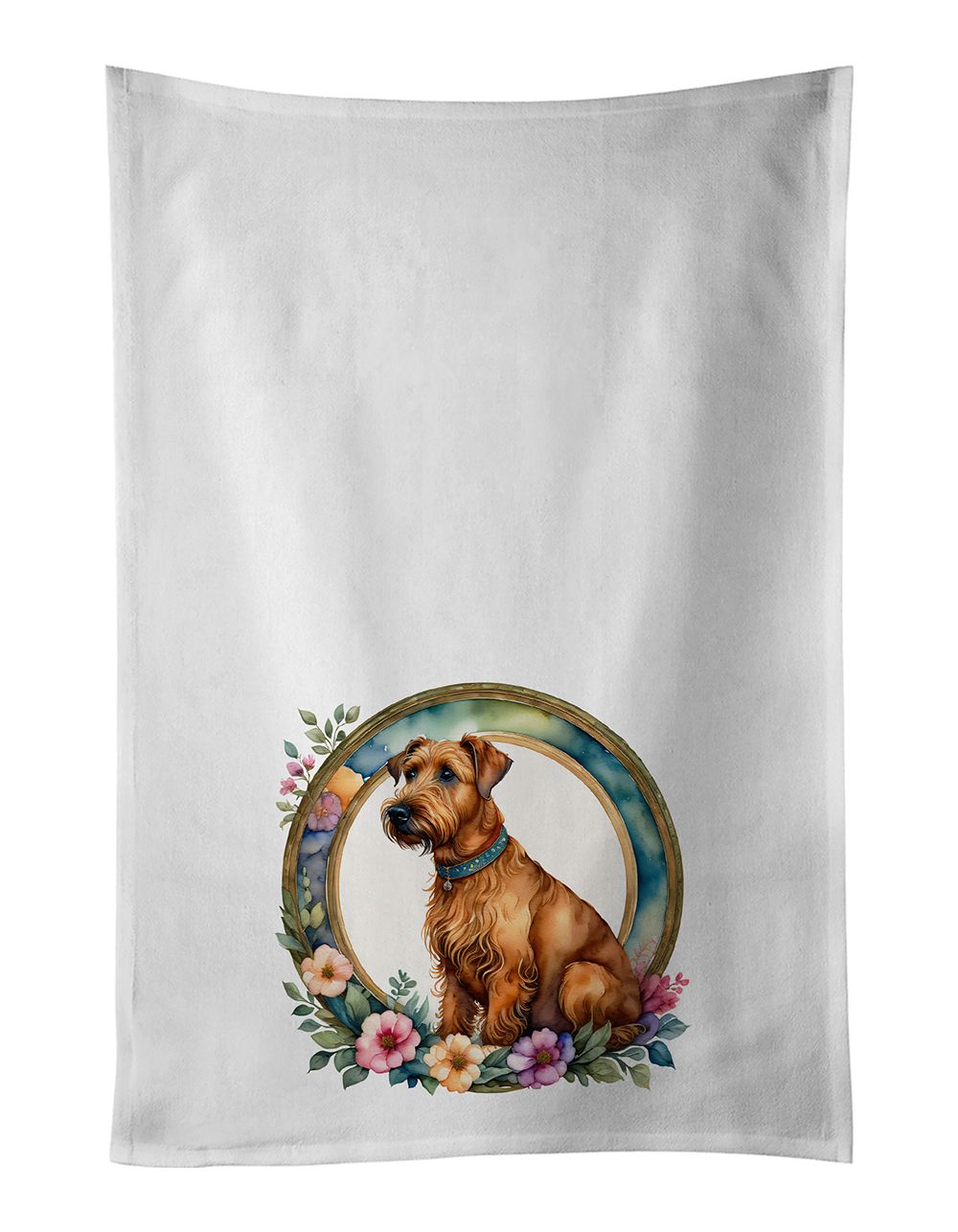 Irish Terrier and Flowers Kitchen Towel Set