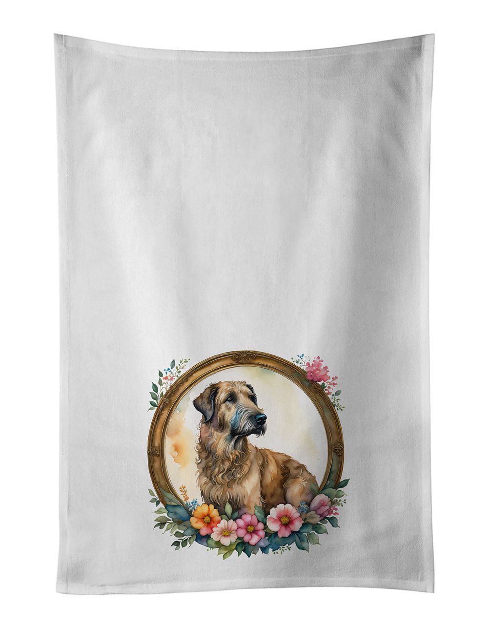 Irish Wolfhound and Flowers Decorative Kitchen Towels