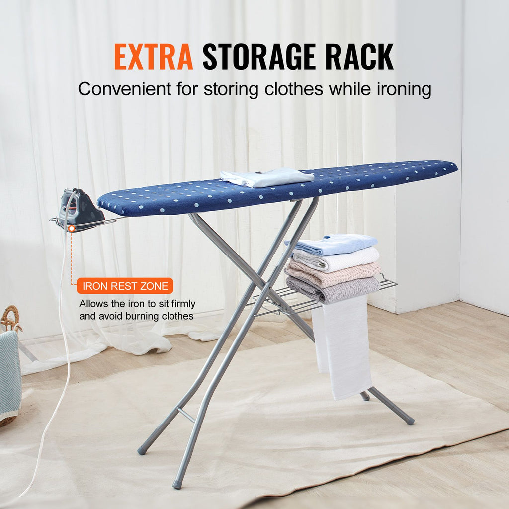 Heat-Resistant Ironing Board with Adjustable Heights and Storage Tray