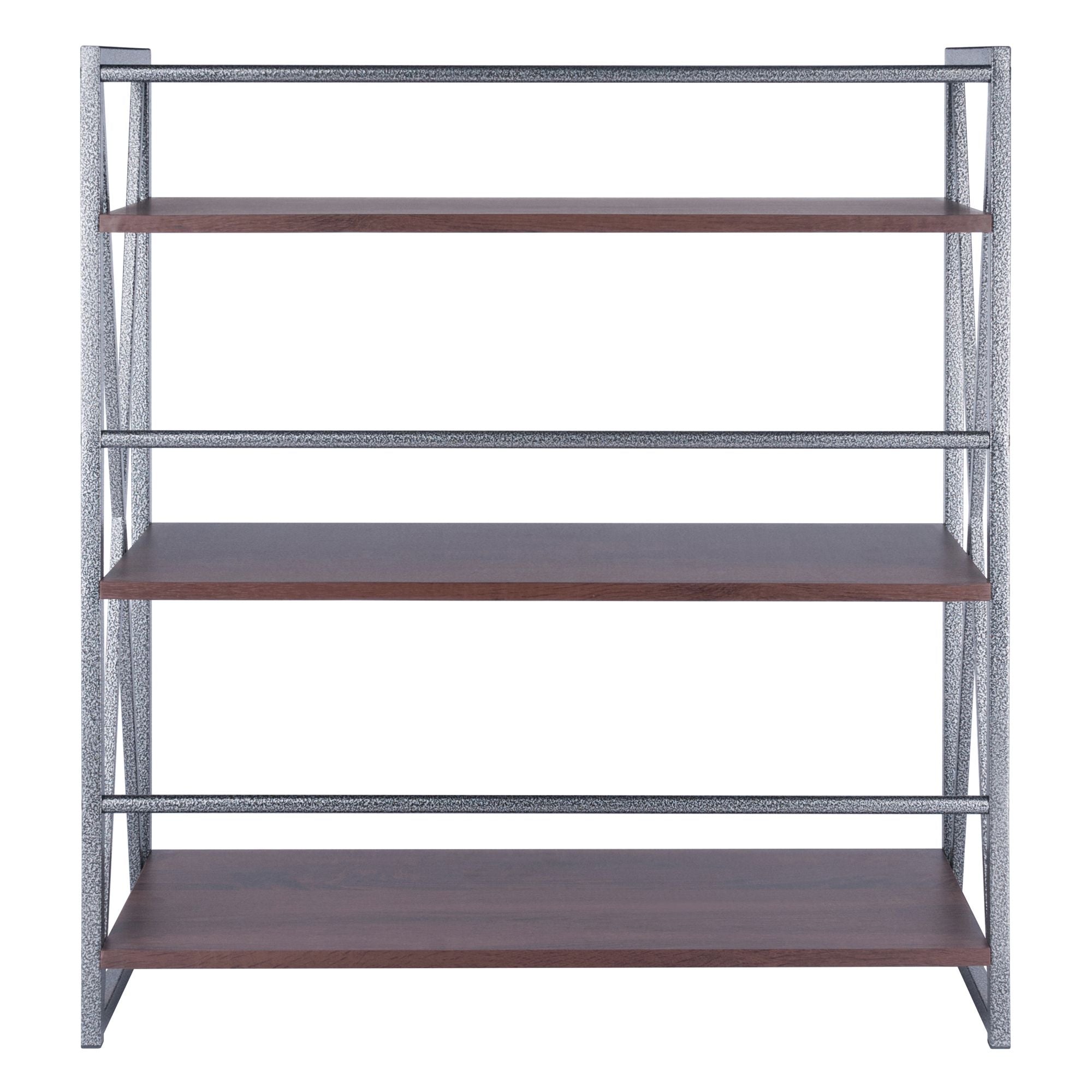 Isa 3-Tier Shelf – Walnut Shelves with Graphite Metal Frame