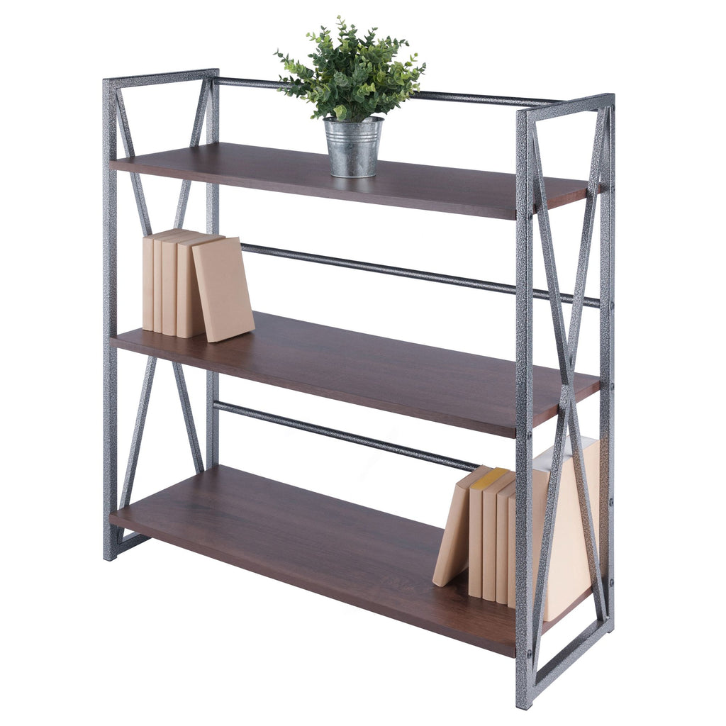 Isa 3-Tier Shelf – Walnut Shelves with Graphite Metal Frame