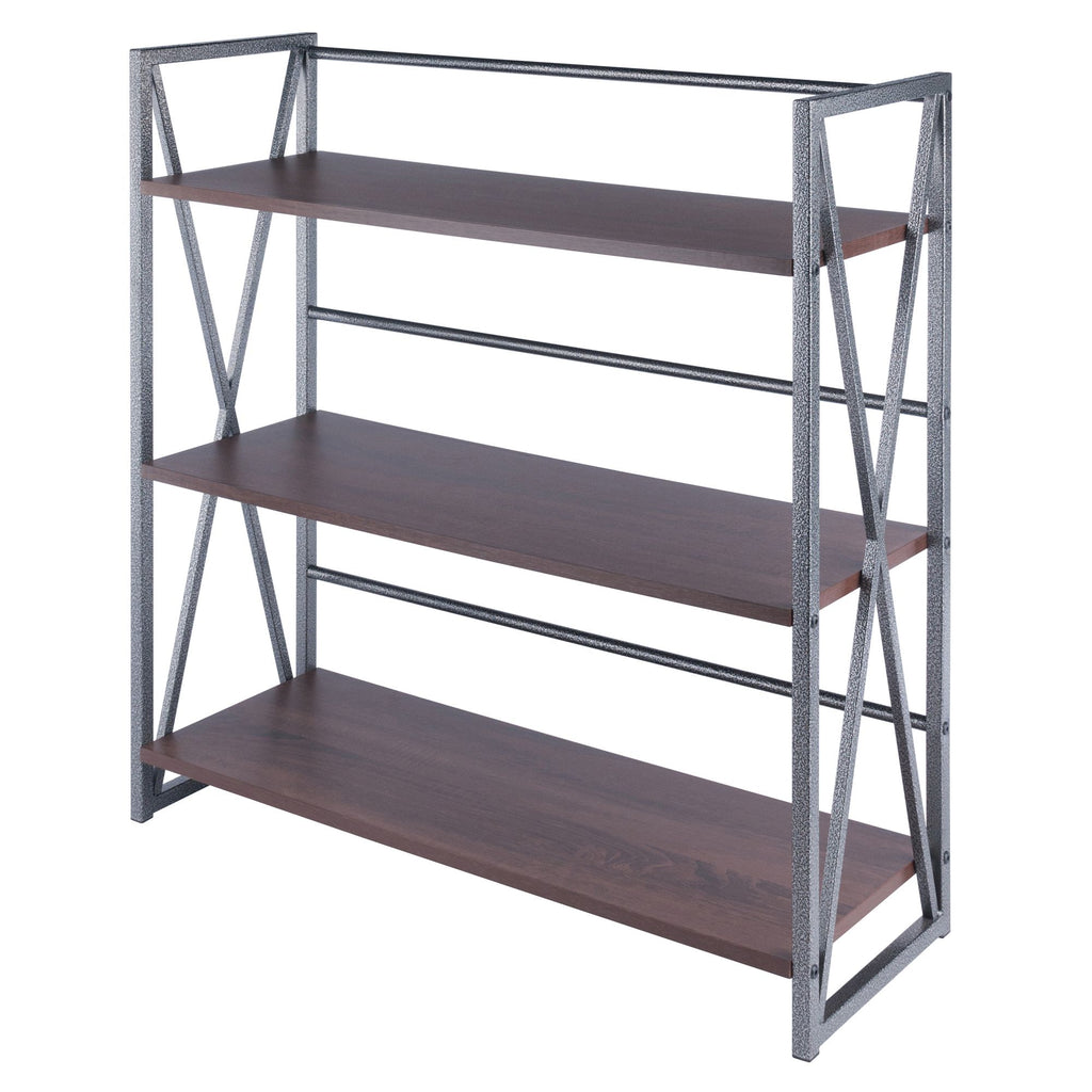Isa 3-Tier Shelf – Walnut Shelves with Graphite Metal Frame