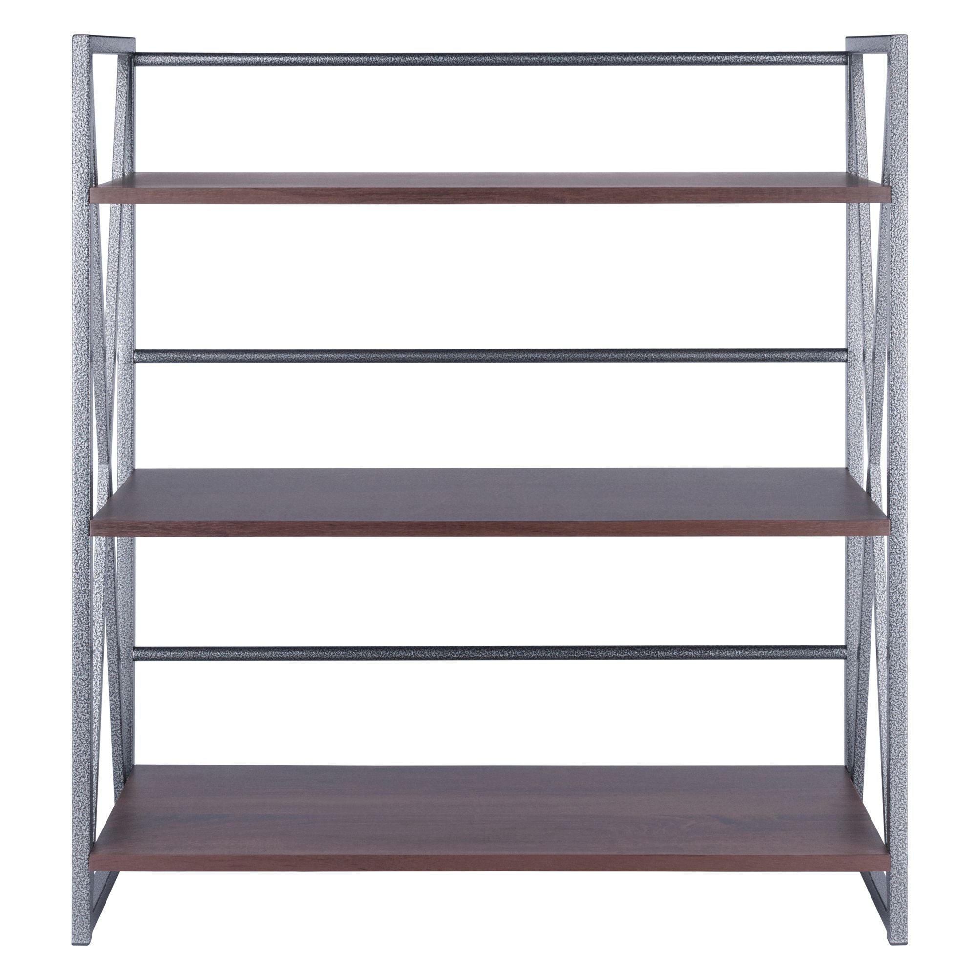 Isa 3-Tier Shelf – Walnut Shelves with Graphite Metal Frame