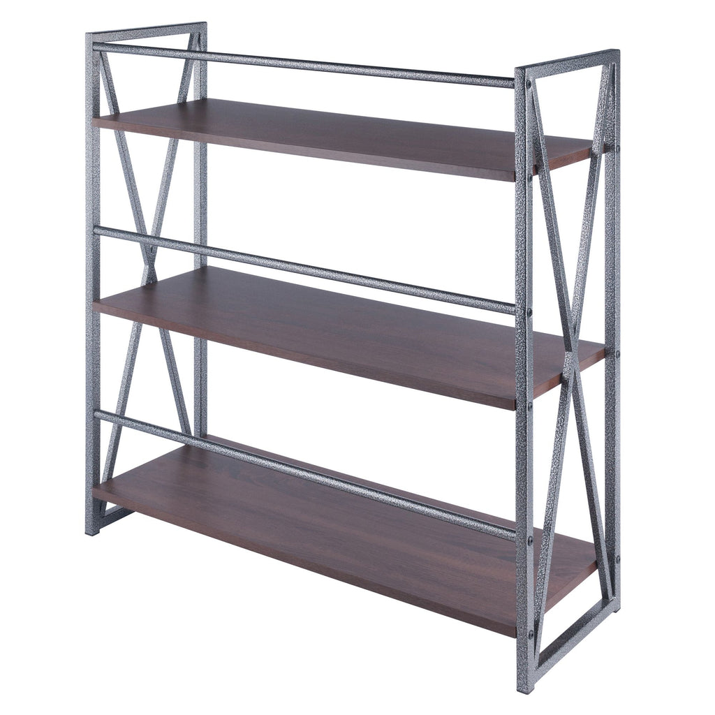Isa 3-Tier Shelf – Walnut Shelves with Graphite Metal Frame