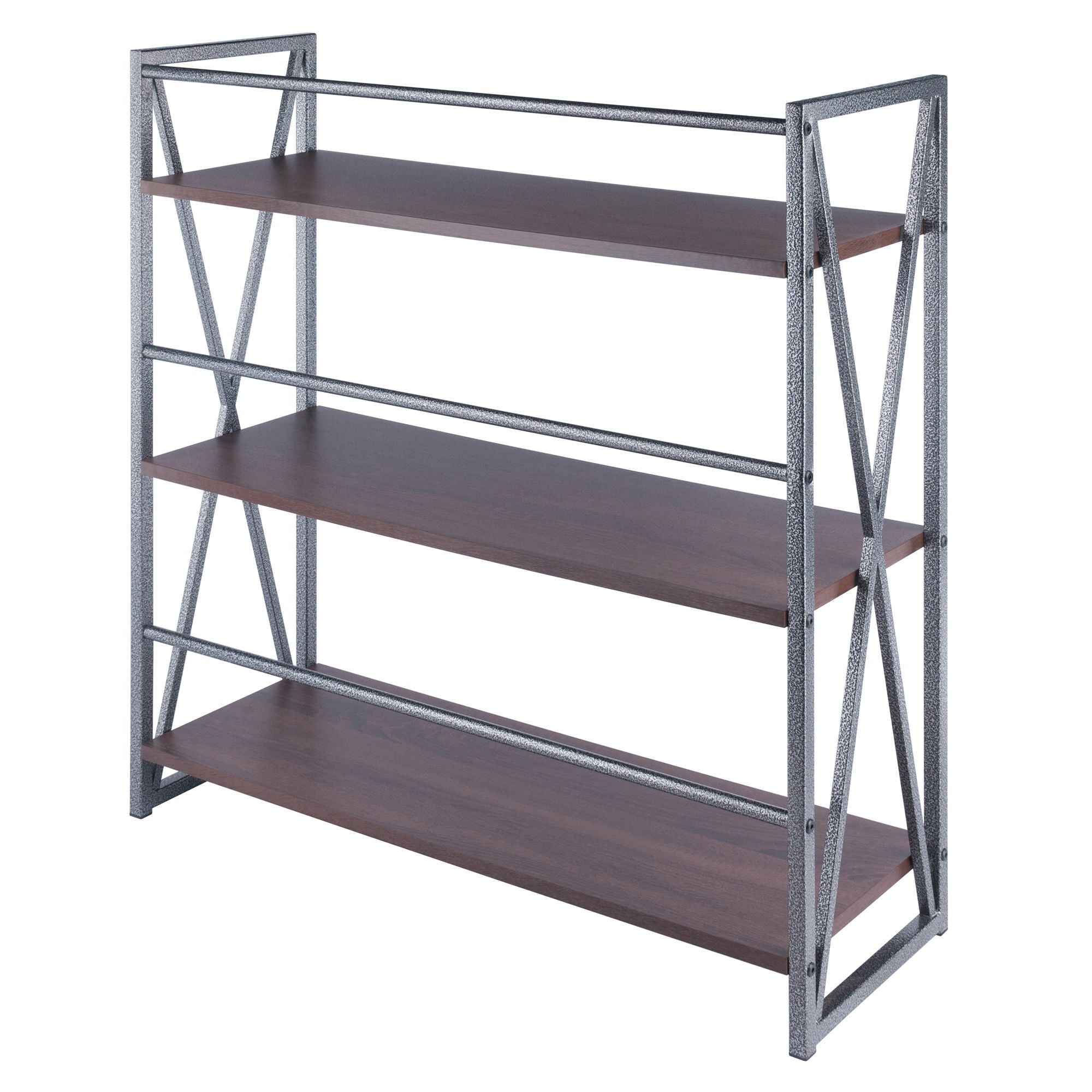 Isa 3-Tier Shelf – Walnut Shelves with Graphite Metal Frame