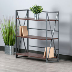 Isa 3-Tier Shelf – Walnut Shelves with Graphite Metal Frame
