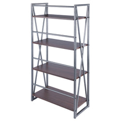 Sleek 3-Tier Shelf with Walnut Shelves and Graphite Frame