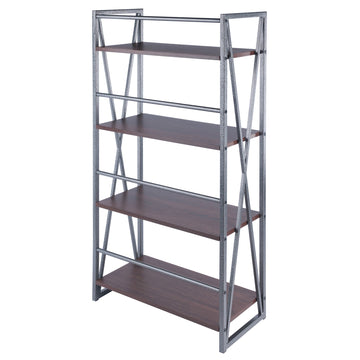 Sleek 3-Tier Shelf with Walnut Shelves and Graphite Frame