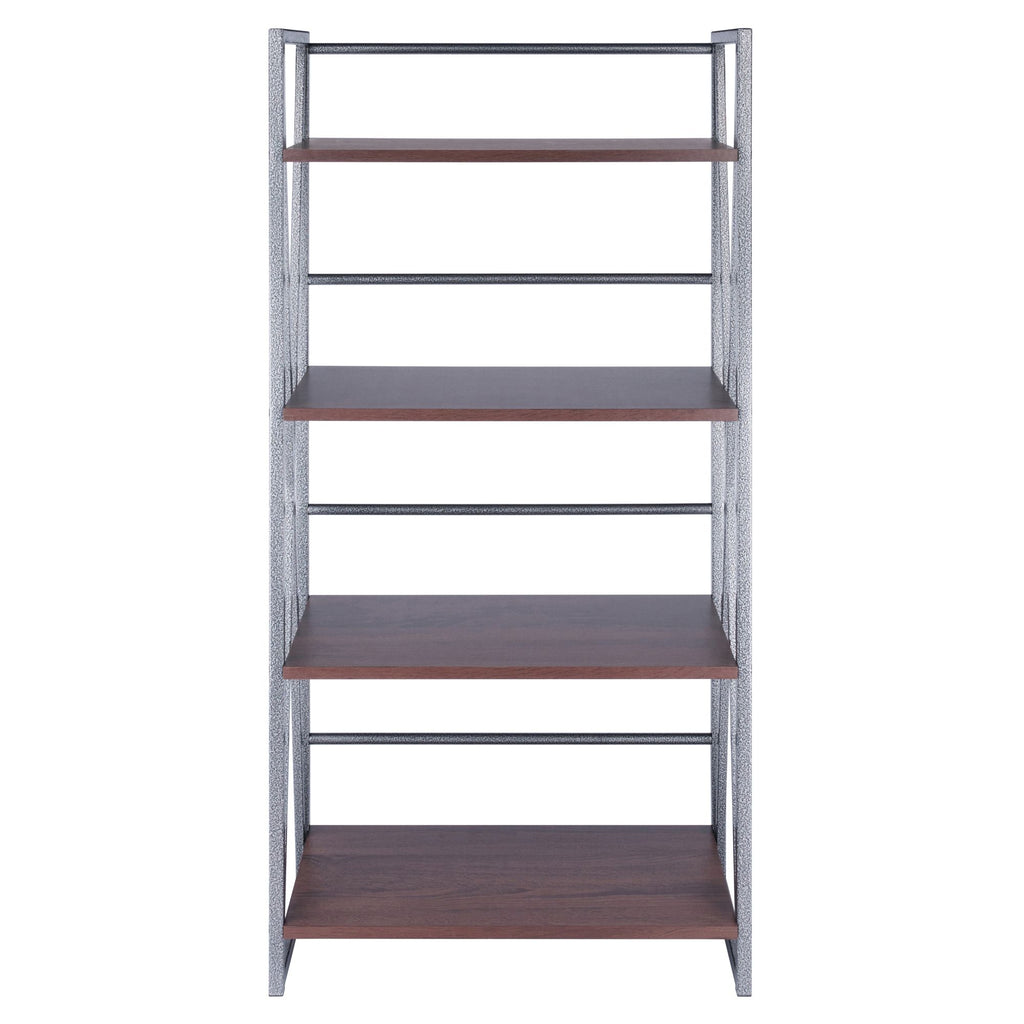 Sleek 3-Tier Shelf with Walnut Shelves and Graphite Frame