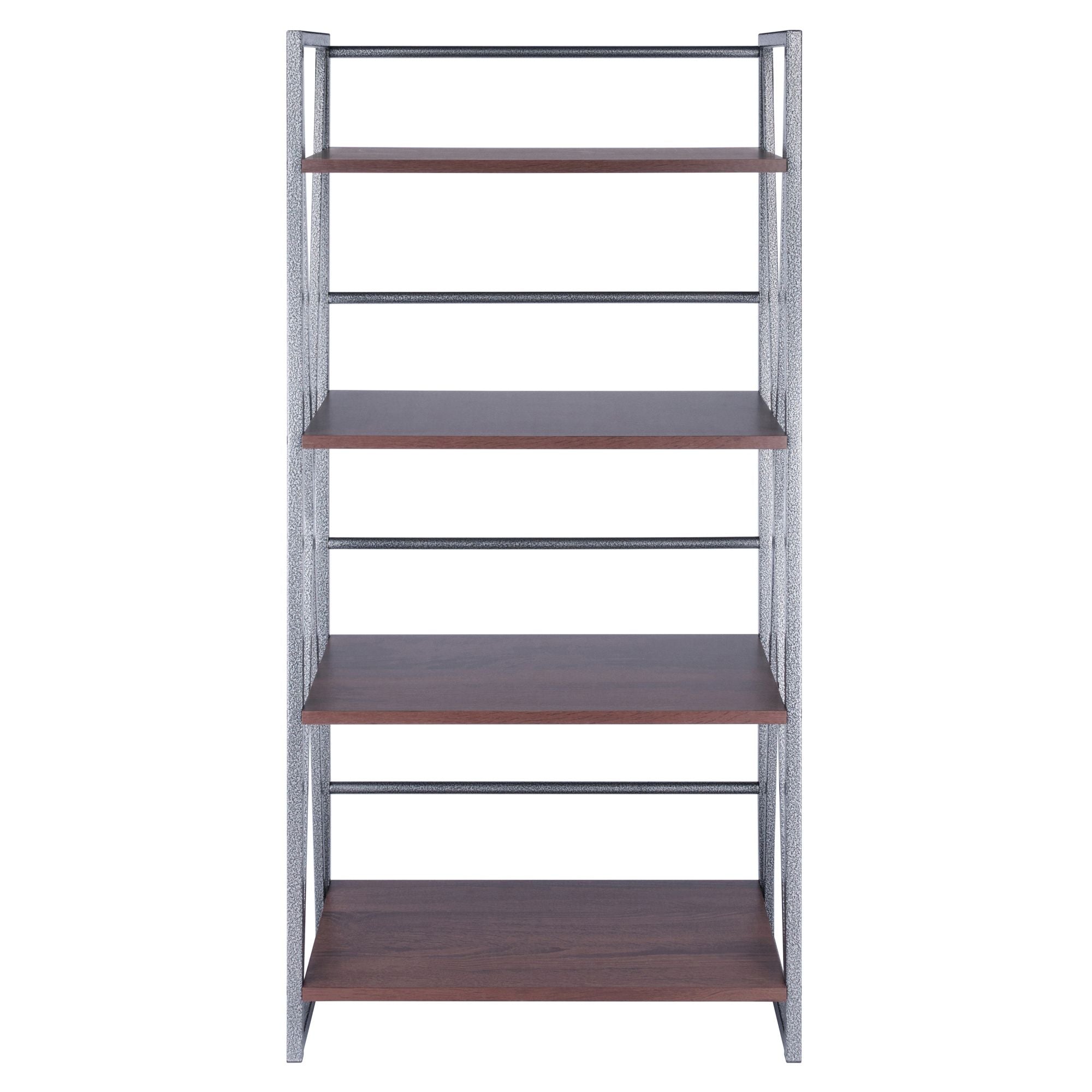 Sleek 3-Tier Shelf with Walnut Shelves and Graphite Frame
