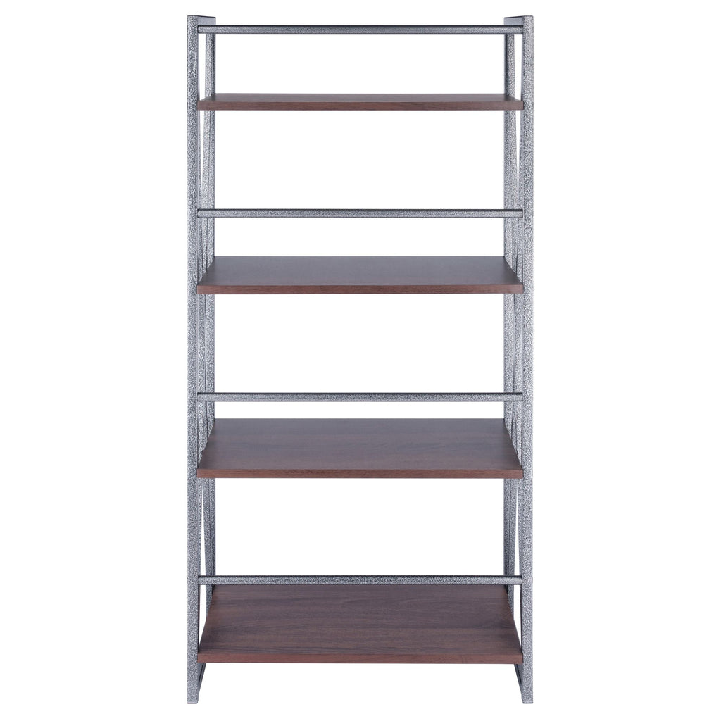 Sleek 3-Tier Shelf with Walnut Shelves and Graphite Frame