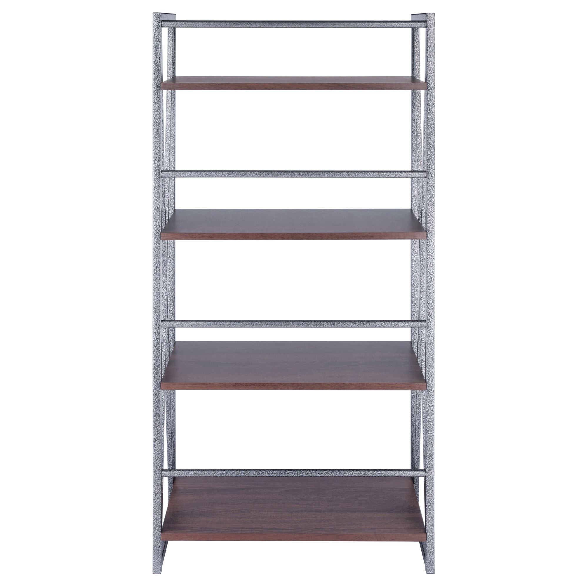 Sleek 3-Tier Shelf with Walnut Shelves and Graphite Frame