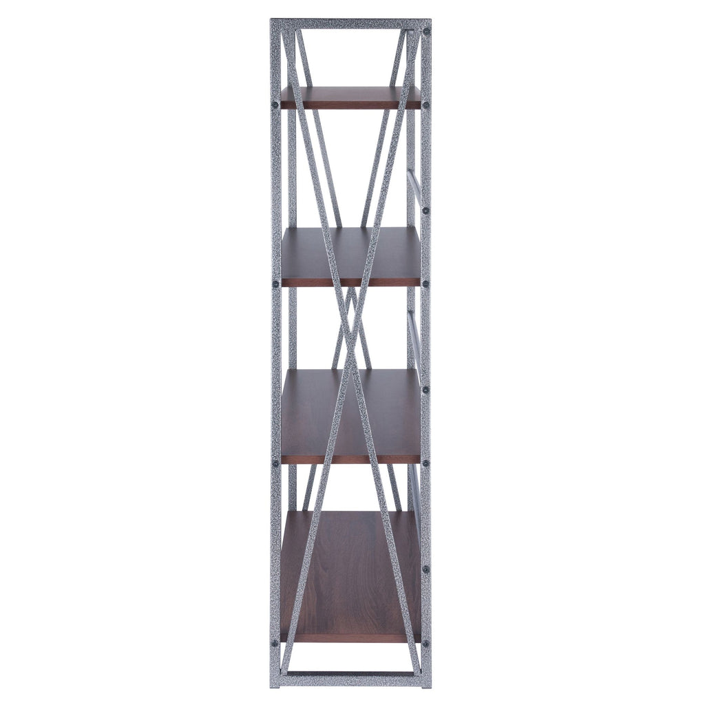 Sleek 3-Tier Shelf with Walnut Shelves and Graphite Frame