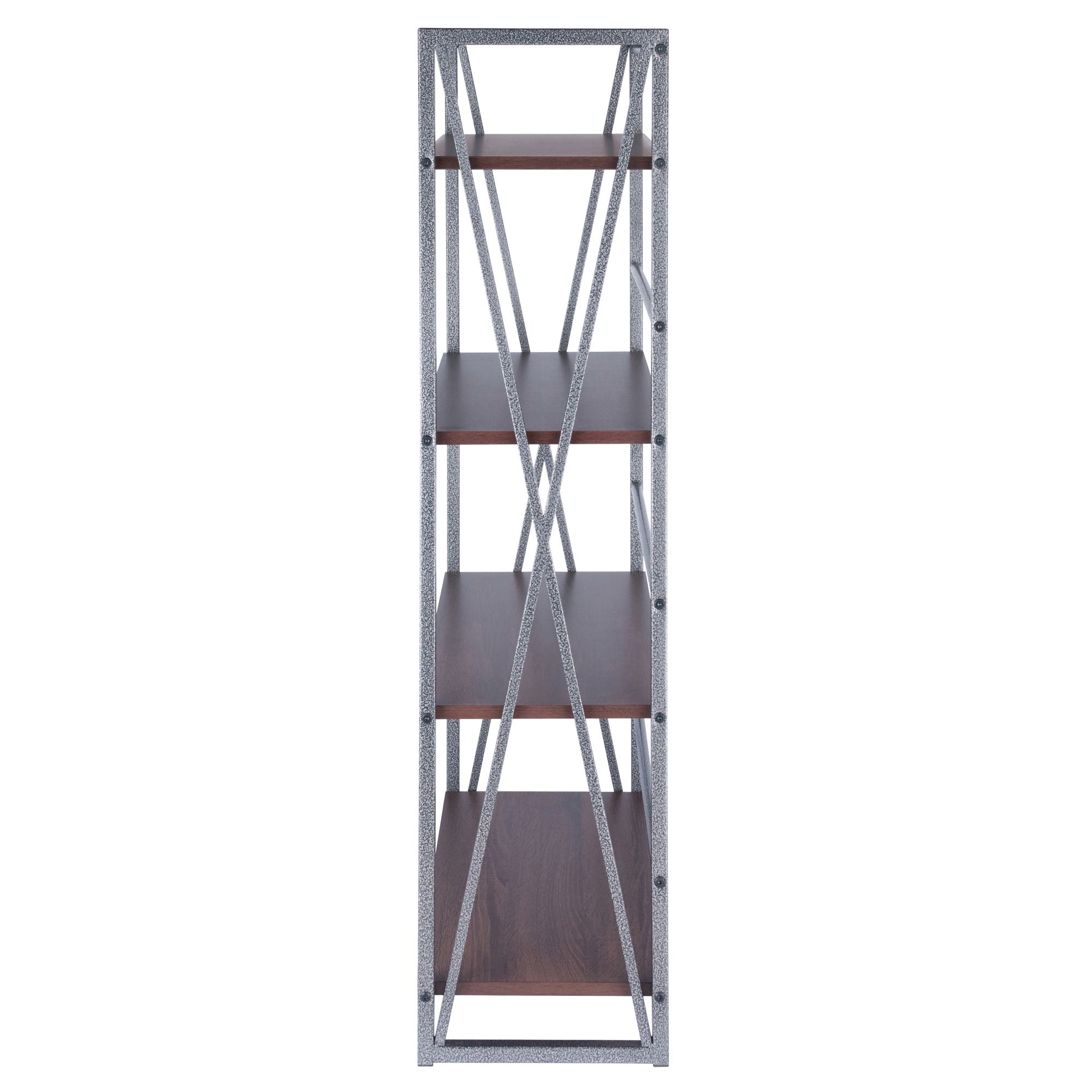 Sleek 3-Tier Shelf with Walnut Shelves and Graphite Frame