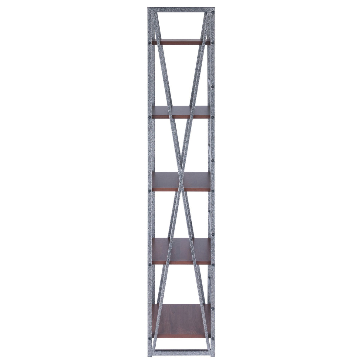 Five-Tier Open Shelf with Walnut Shelves and Graphite Frame