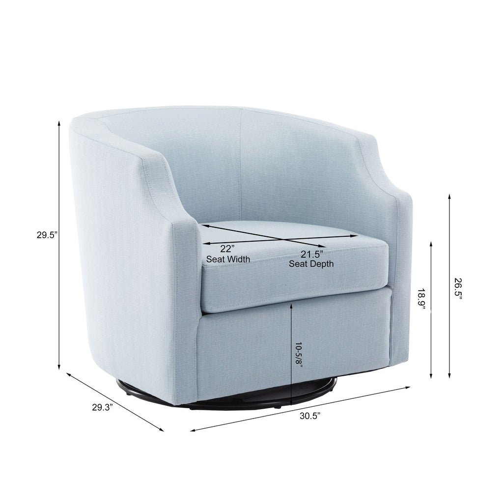 Isabelle Sky Blue Swivel Glider Barrel Chair