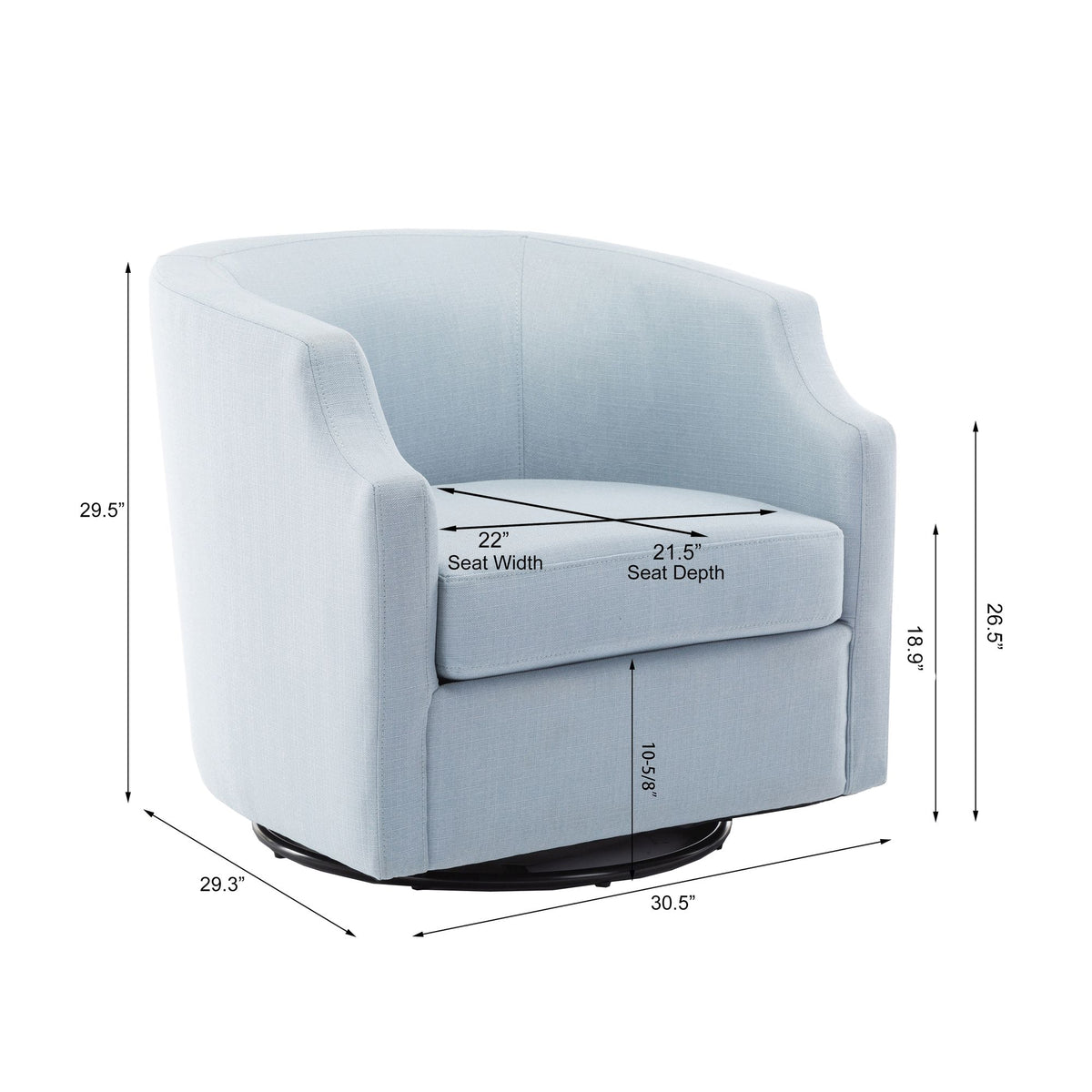 Isabelle Sky Blue Swivel Glider Barrel Chair