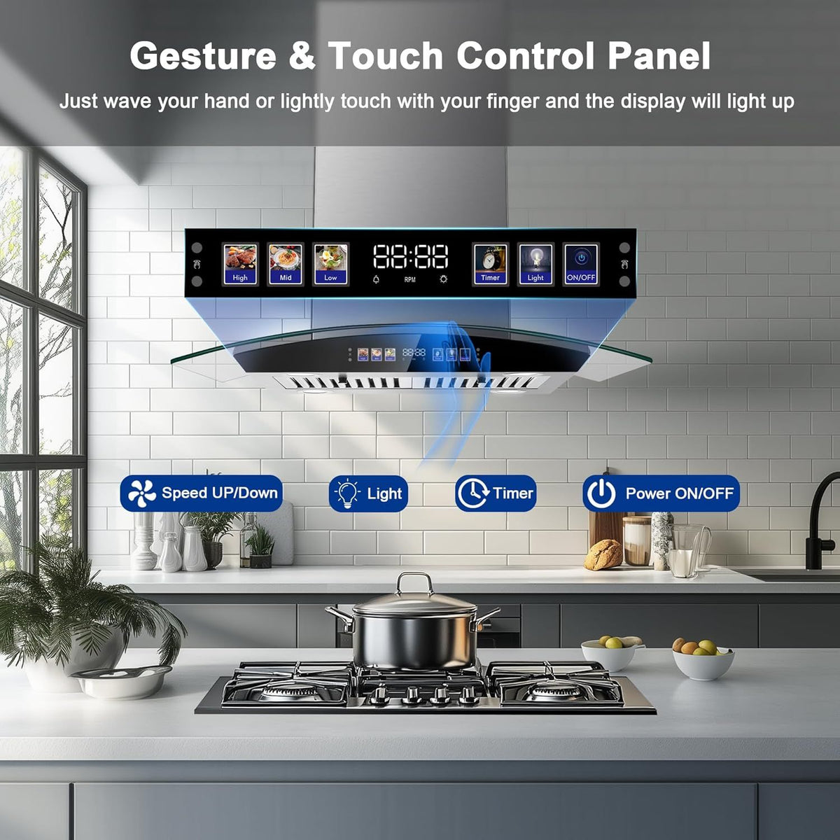 30- Island Range Hood with 700 CFM, Gesture & Touch Control