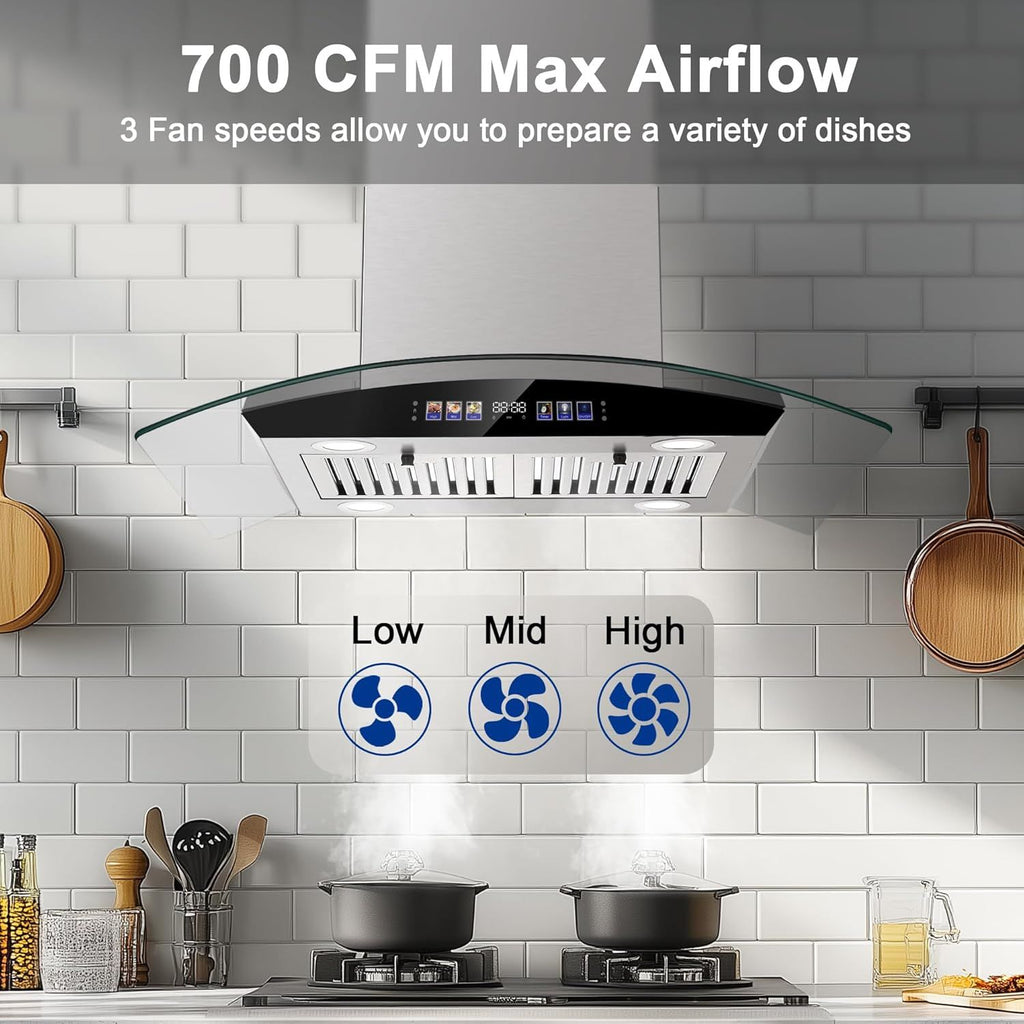 30- Island Range Hood with 700 CFM, Gesture & Touch Control