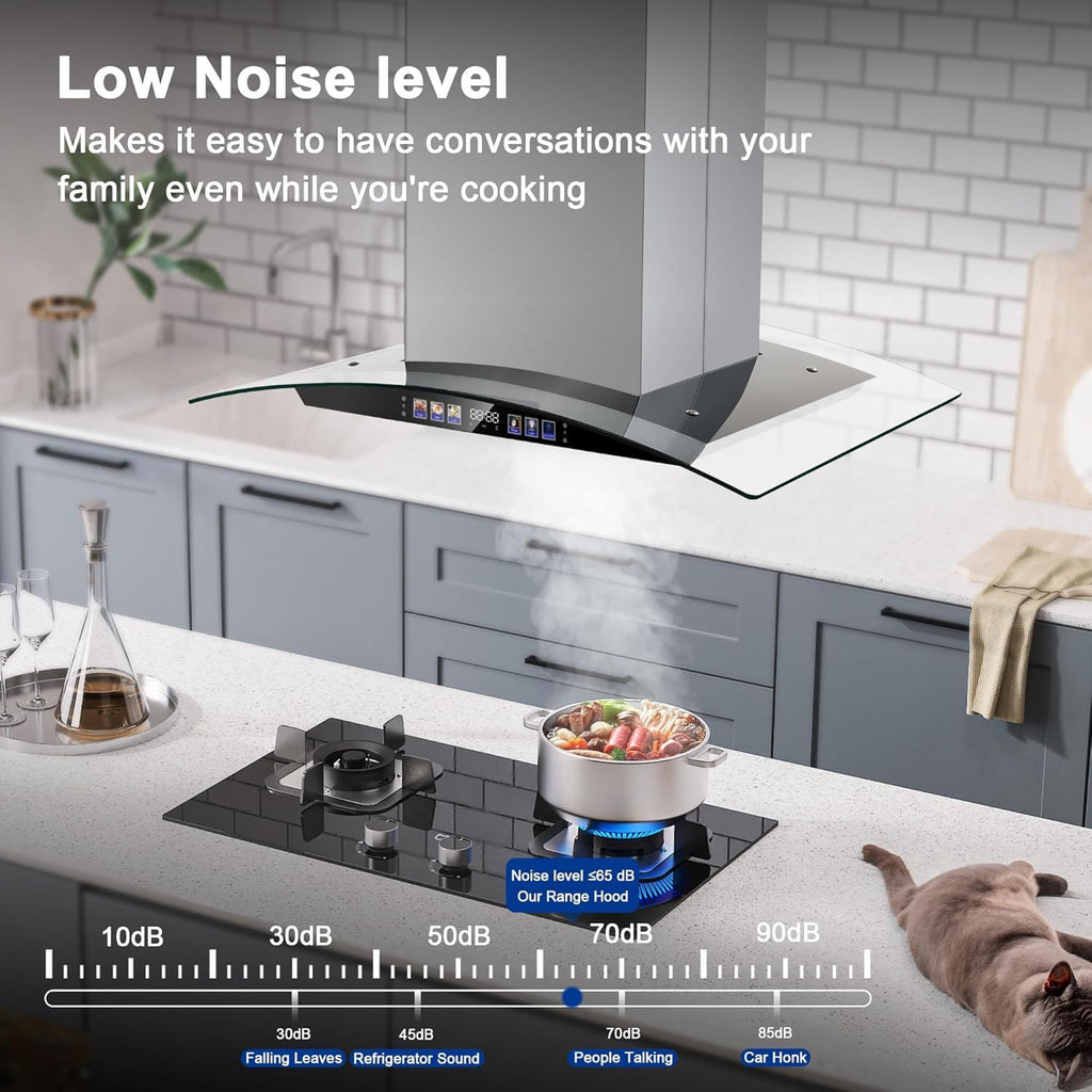 30- Island Range Hood with 700 CFM, Gesture & Touch Control