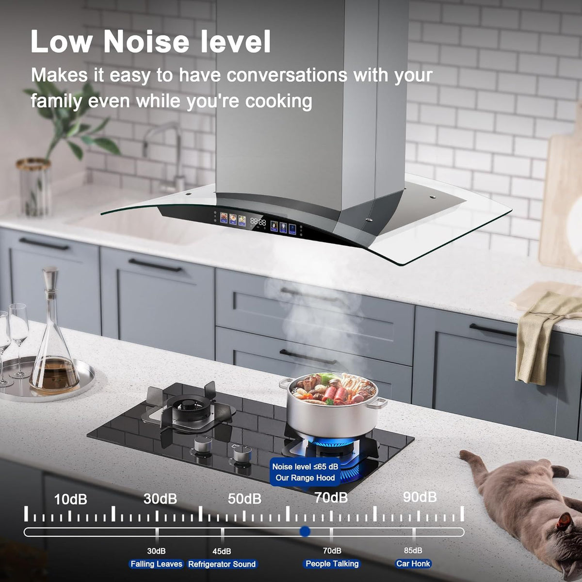 30- Island Range Hood with 700 CFM, Gesture & Touch Control