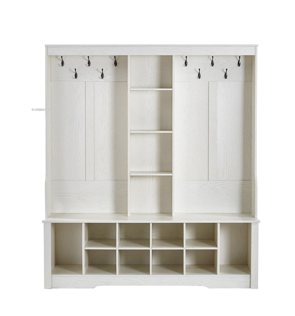 3-in-1 Entryway Hall Tree with Bench and Shoe Storage