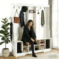 3-in-1 Entryway Hall Tree with Bench and Shoe Storage