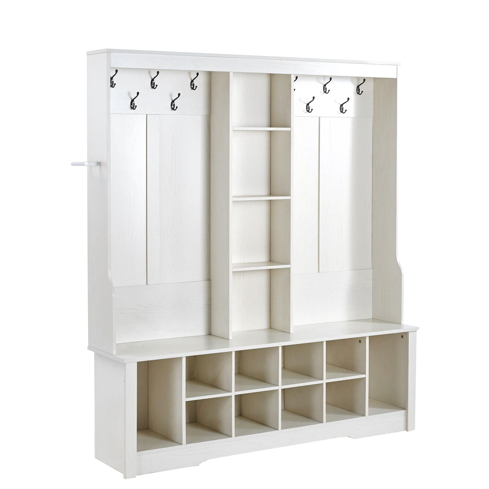 3-in-1 Entryway Hall Tree with Bench and Shoe Storage