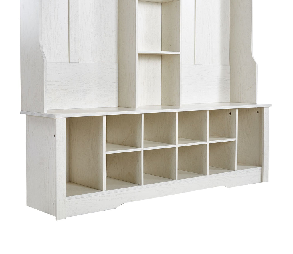 3-in-1 Entryway Hall Tree with Bench and Shoe Storage
