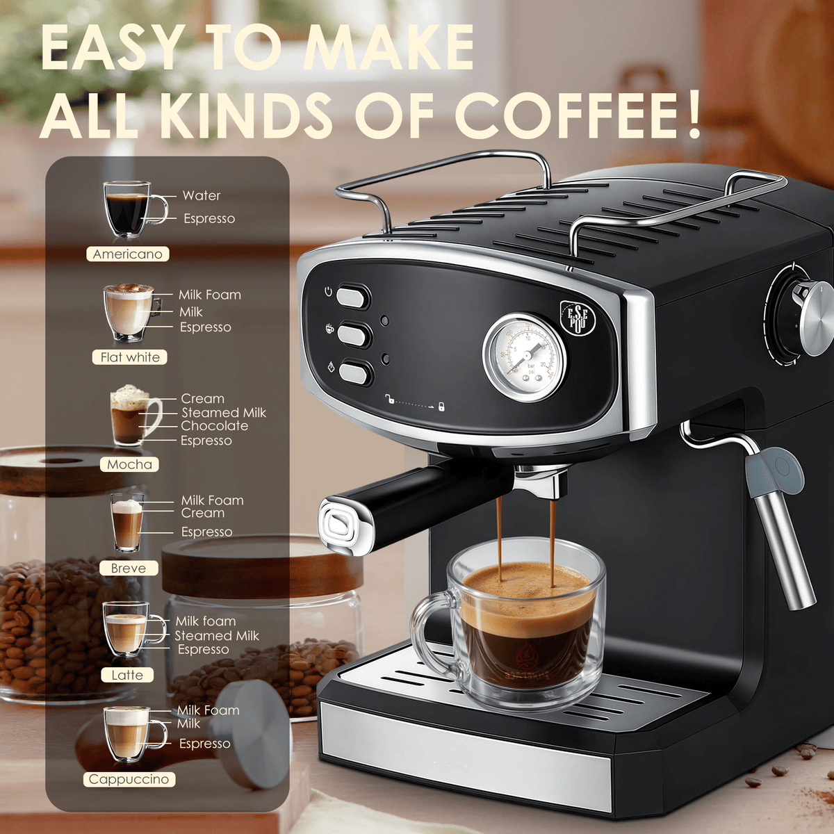 Semi-Automatic Italian-Style Espresso Machine