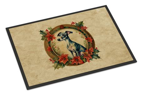 Italian Greyhound Christmas Flowers Doormat