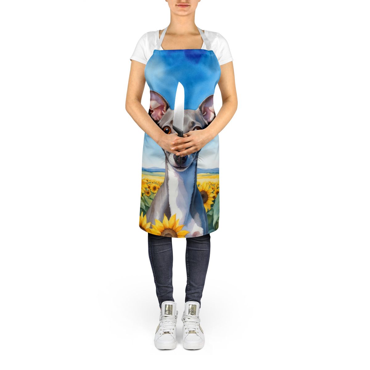 Italian Greyhound in Sunflowers Art Apron