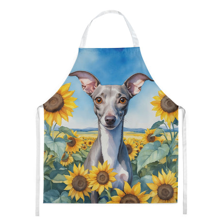 Italian Greyhound in Sunflowers Art Apron