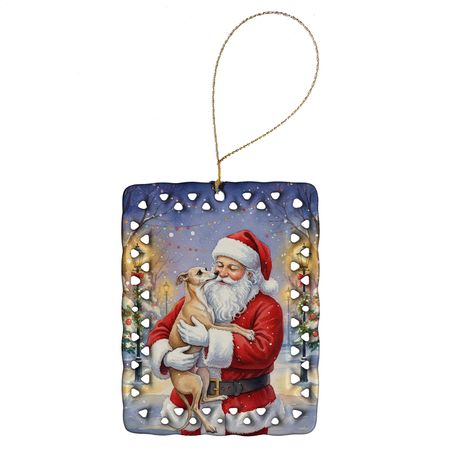 Italian Greyhound with Santa Christmas Ornament