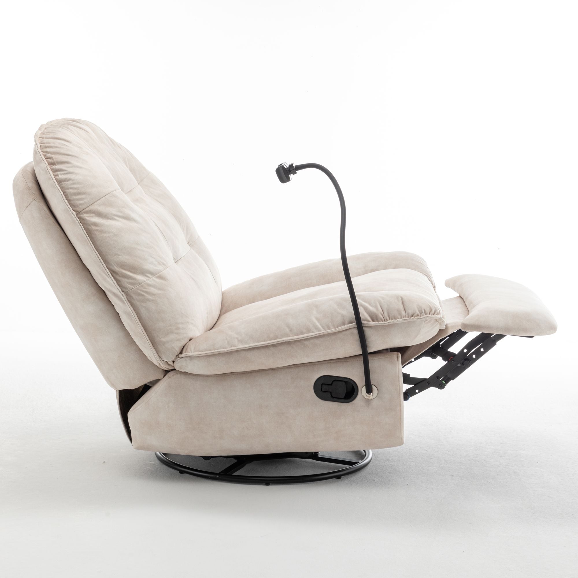Ivory Swivel Rocking Recliner with Removable Phone Holder