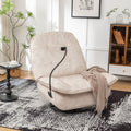 Ivory Swivel Rocking Recliner with Removable Phone Holder