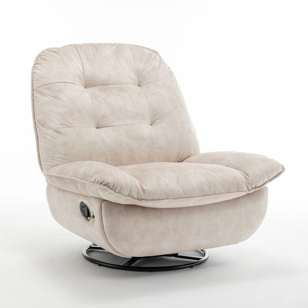 Ivory Swivel Rocking Recliner with Removable Phone Holder