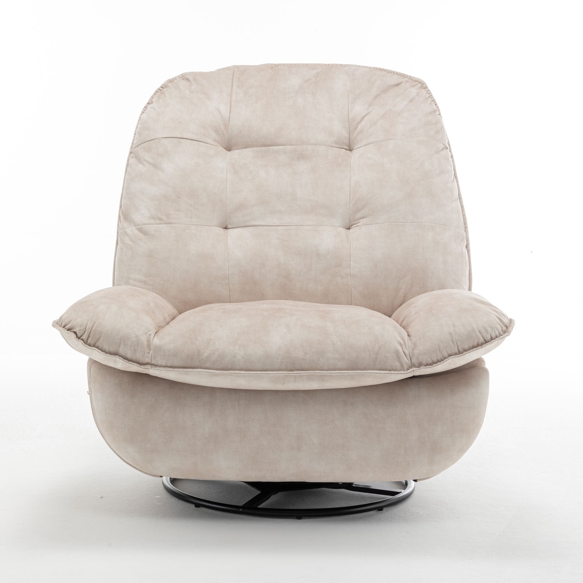 Ivory Swivel Rocking Recliner with Removable Phone Holder