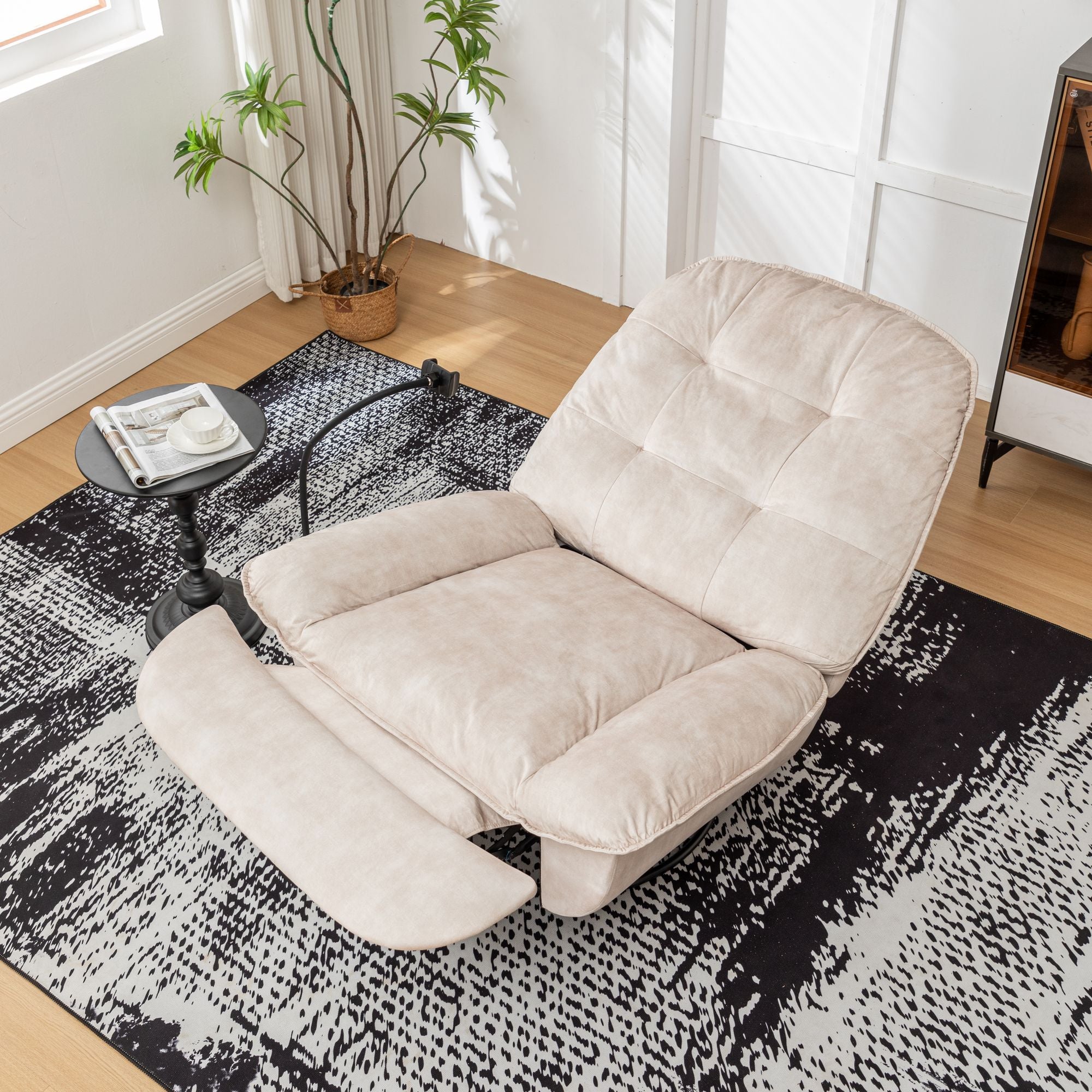 Ivory Swivel Rocking Recliner with Removable Phone Holder