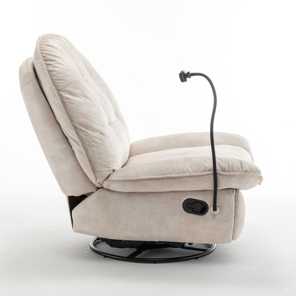 Ivory Swivel Rocking Recliner with Removable Phone Holder