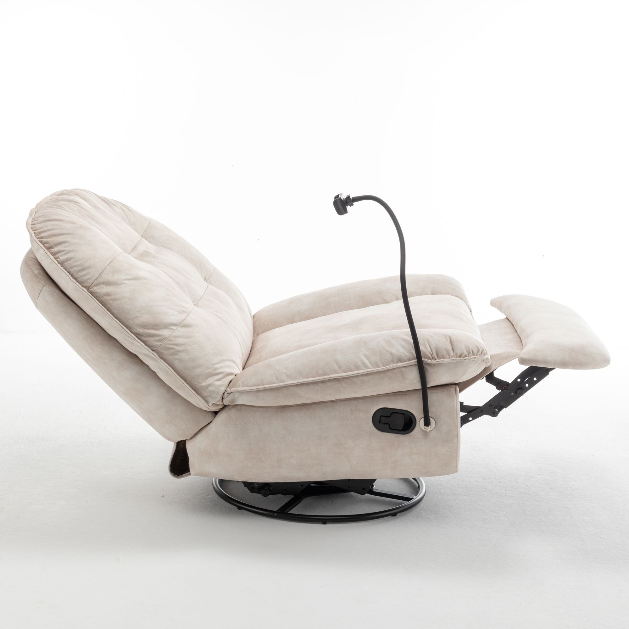 Ivory Swivel Rocking Recliner with Removable Phone Holder