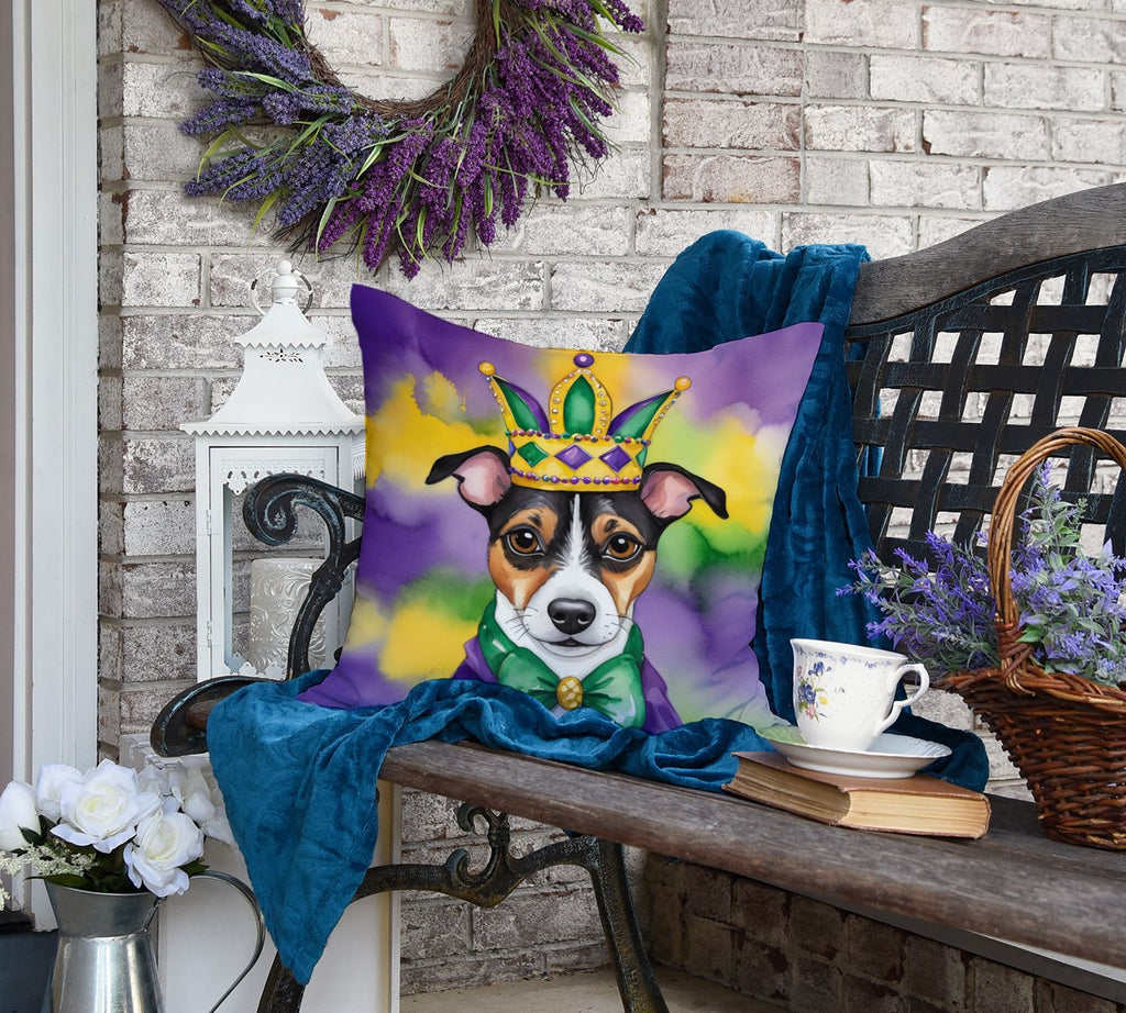 Jack Russell Terrier King of Mardi Gras Throw Pillow Machine Washable, Indoor Outdoor
