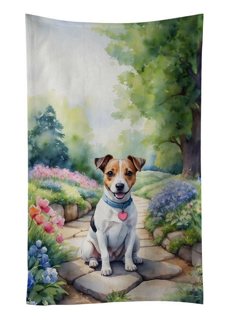 Jack Russell Terrier Spring Path Kitchen Towel