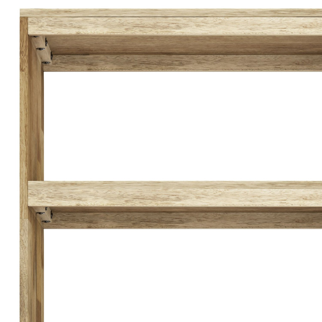 Mid-Century Modern Bookshelf with Doors – Natural Mango Wood & Gold Accents