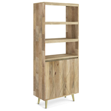 Mid-Century Bookshelf with Doors and Hidden Storage